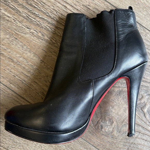 Christian Louboutin Fannylove 120 Black Leather High Heel Platform Ankle Boot - Picture 6 of 7
